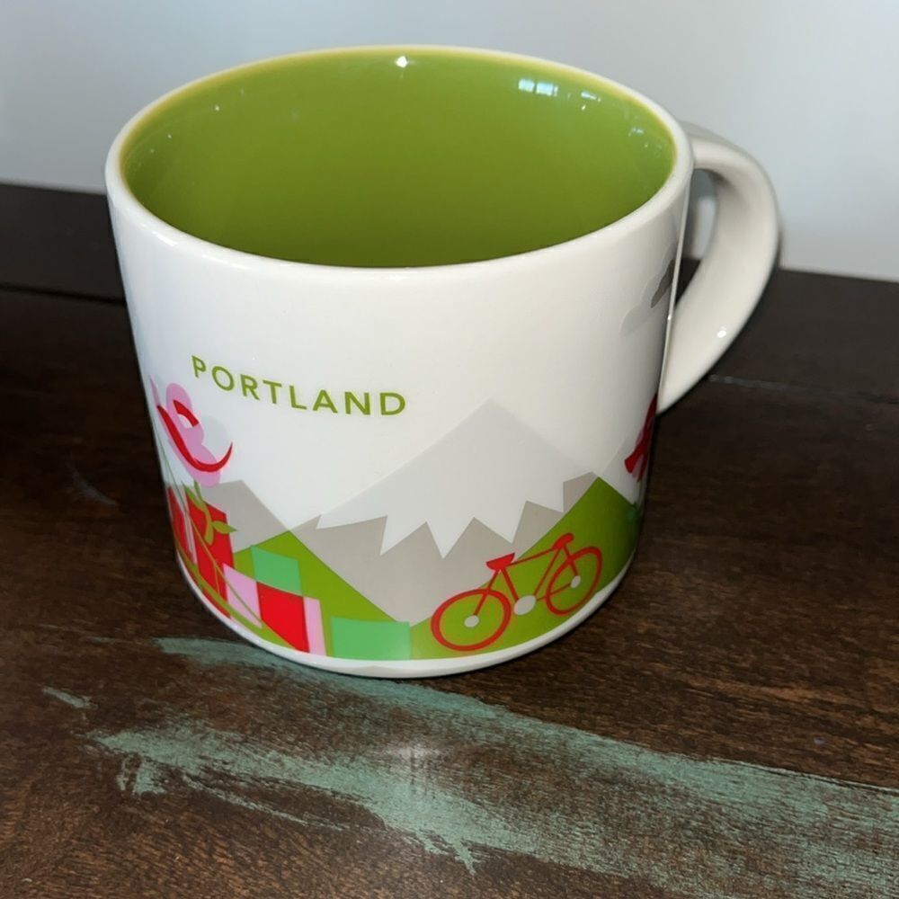 STARBUCKS 2013 Portland Mt Hood Bridge Bicycle You Are Here Coffee Tea Mug Cup